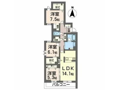 AVANCE東草深イースト(3LDK/4階)の間取り写真