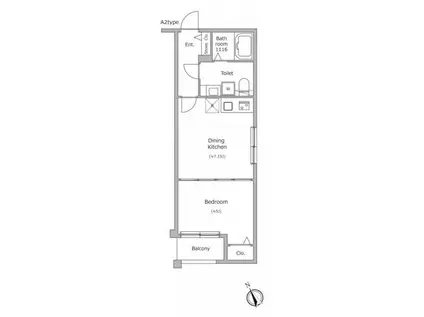 ラクラス四谷三丁目(1DK/3階)の間取り写真