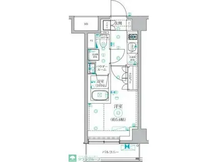 セジョリ横浜ウエストIII(1K/2階)の間取り写真