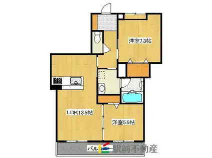 アルテミスヴィラ春日THE ARTEM(2LDK/3階)の間取り写真