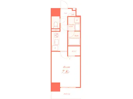 グランディール湘南(1K/8階)の間取り写真