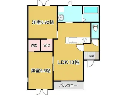 DOLCE AMOREI(2LDK/3階)の間取り写真