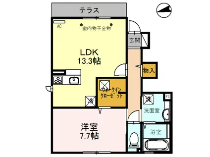 ルミエールコート(1LDK/1階)の間取り写真