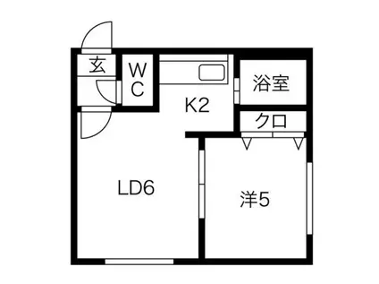 パレットハイツ(1DK/2階)の間取り写真