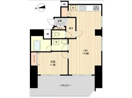 ラクラス新御徒町(1LDK/10階)の間取り写真