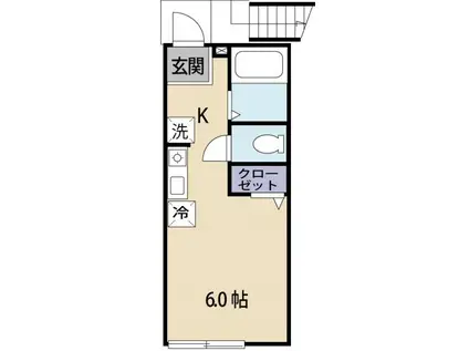 エスポワール五本木(ワンルーム/1階)の間取り写真