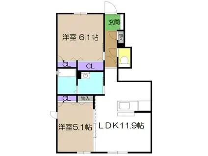 シャーメゾン・ル・プレ C棟(3LDK/1階)の間取り写真