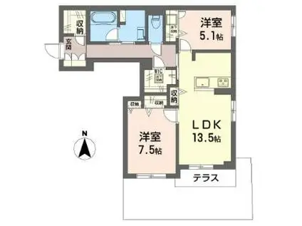 シャーメゾン東小金井(2LDK/1階)の間取り写真