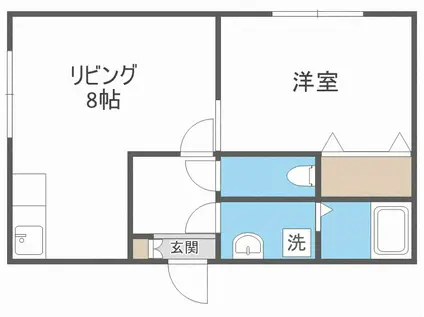 アルカディア幸町(1LDK/2階)の間取り写真