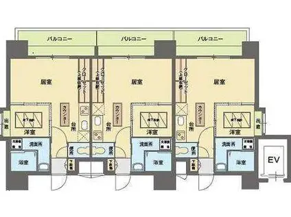 エステートモア平尾公園通(1LDK/5階)の間取り写真