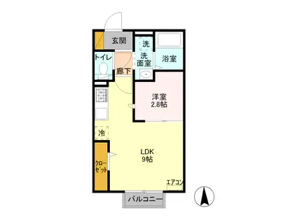 ハックベリーハウス(1LDK/1階)の間取り写真