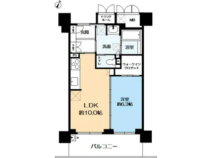 エルグレース神戸三宮タワーステージ(1LDK/15階)の間取り写真