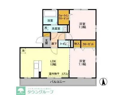 ラヴィエール(2LDK/2階)の間取り写真