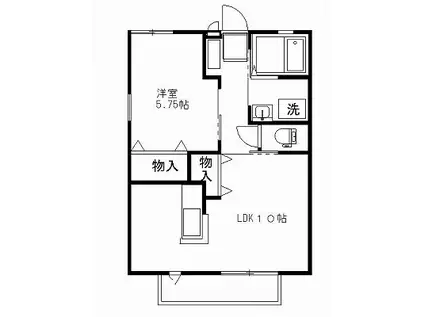 Y2ツルタ・パナハイツ(1LDK/2階)の間取り写真