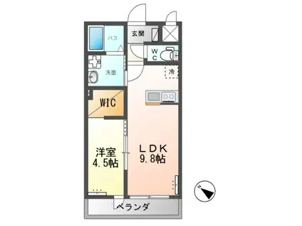 グラティテュード・K(1LDK/2階)の間取り写真