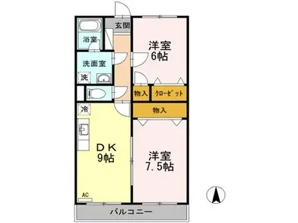 GNOSISIII(2DK/2階)の間取り写真