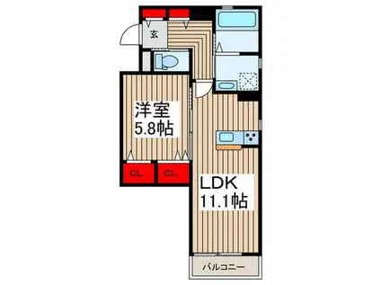 メゾンムラカミ(1LDK/2階)の間取り写真
