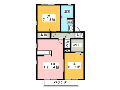 ロイヤルガーデンA(2LDK/2階)の間取り写真