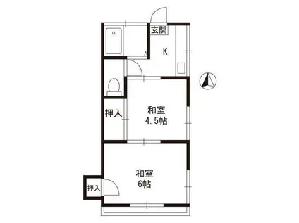 シモニハイツ(2K/2階)の間取り写真