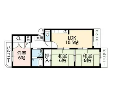 グリーンハイム千里I(3LDK/4階)の間取り写真