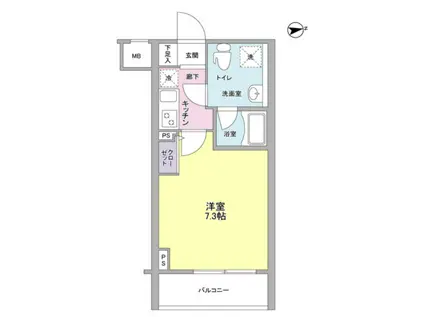 メインステージ白金高輪駅前(1K/6階)の間取り写真