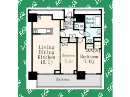 グランドメゾン御園座タワー(2LDK/19階)の間取り写真