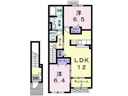 グランMIKI滑川(2LDK/2階)の間取り写真