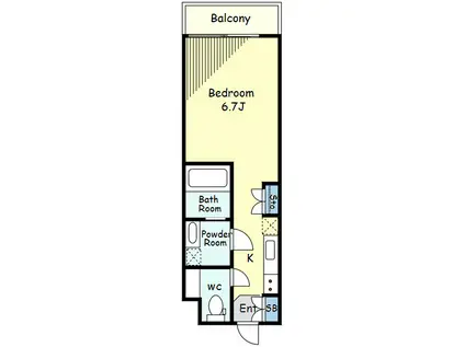 PREMIUMCUBE不動前(1K/4階)の間取り写真