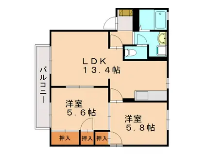 アークプラザ仲原(2LDK/2階)の間取り写真