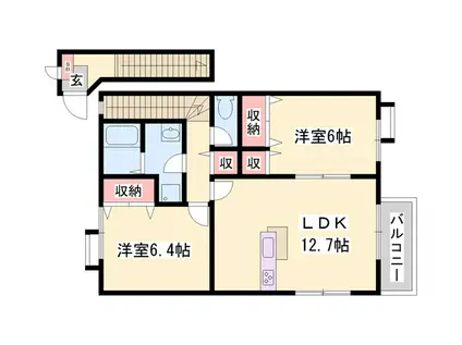グランドゥール C棟(2LDK/2階)の間取り写真