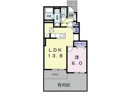 ベル グランデ B(1LDK/1階)の間取り写真