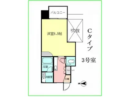 A・REST中町(1K/6階)の間取り写真