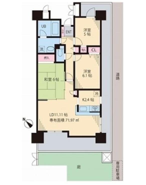 ライオンズガーデン町屋(3LDK/1階)の間取り写真