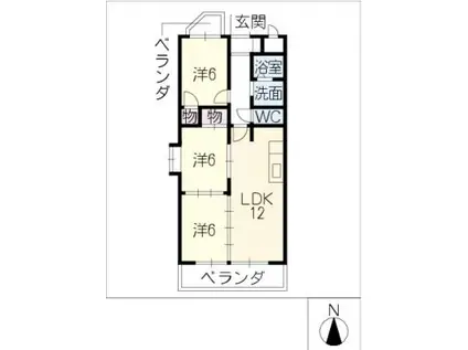 サンパレス主税町(3LDK/2階)の間取り写真