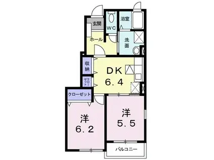プリムローズM(2DK/1階)の間取り写真