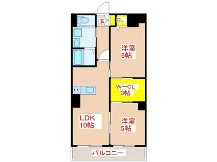 惟神上町ビル(2LDK/6階)の間取り写真