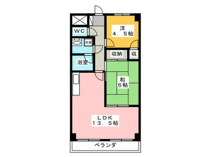 シャルマンコーポ一番館(2LDK/2階)の間取り写真