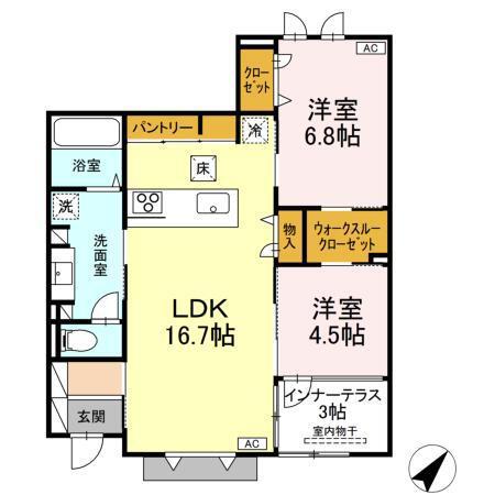 グランソラナ軽井沢(2LDK/1階)の間取り写真