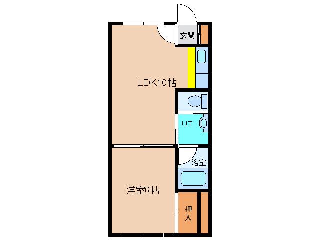 ピュアパレス七重浜(1LDK/1階)の間取り写真