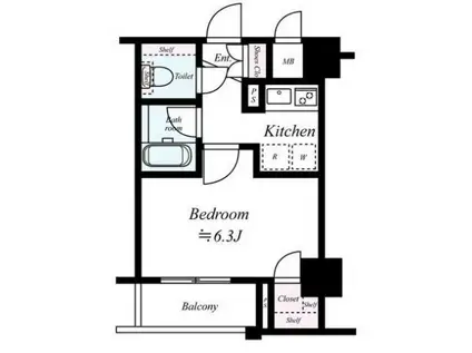 EXIM NISHISUGAMO(1K/6階)の間取り写真