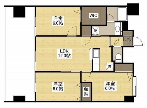 フラットリア春日(3LDK/8階)の間取り写真
