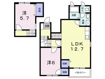 メゾン花水木(2LDK/2階)の間取り写真
