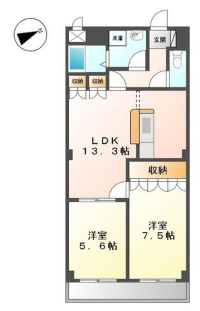 SAKURA(2LDK/2階)の間取り写真