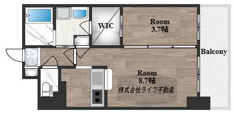 プレサンスNEO長堂アウローラ(1LDK/8階)の間取り写真