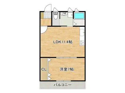 マンションEX XIII(1LDK/1階)の間取り写真