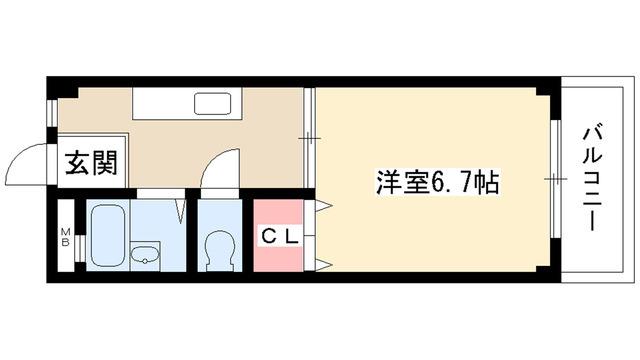 プラザコレージュ(1K/2階)の間取り写真