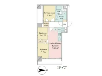 ドゥーエ王子神谷(2SLDK/5階)の間取り写真