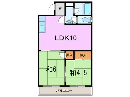 メゾン石川(2LDK/1階)の間取り写真