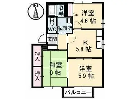 メゾン・アムール A棟(3K/2階)の間取り写真