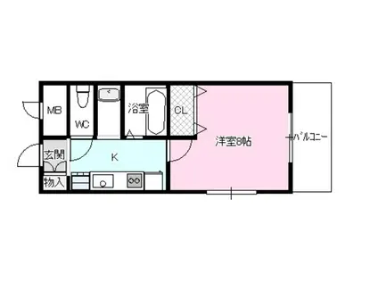 フラッハフェルト(1K/1階)の間取り写真